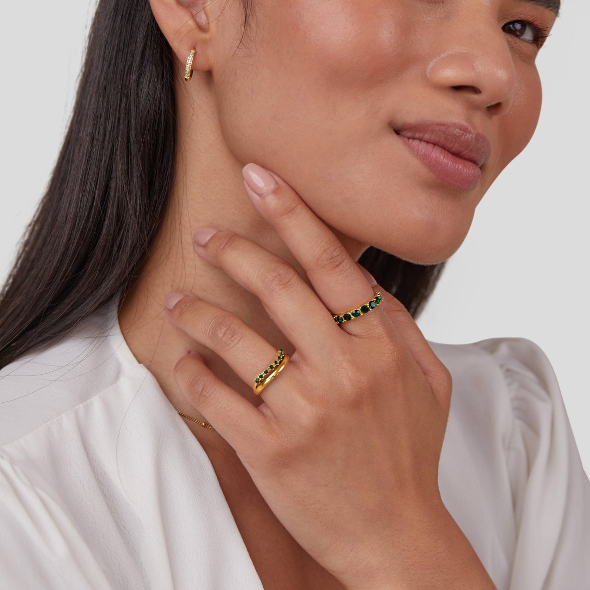 Carmen - Anillo estratificado verde esmeralda