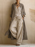 Conjunto Coordinado Boho de 3 Piezas en Mezcla de Lino