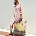 Sunna | Vestido camisero a rayas atemporal con comodidad elegante