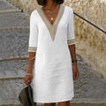 Élise – Vestido elegante de manga 3/4 con escote en V