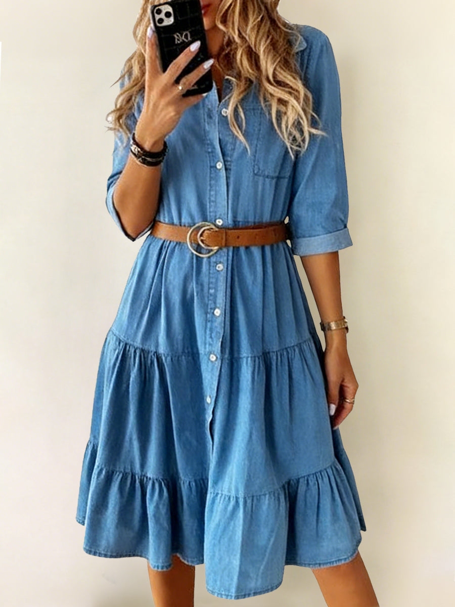 Bárbara | Vestido de denim de estilo casual y elegante
