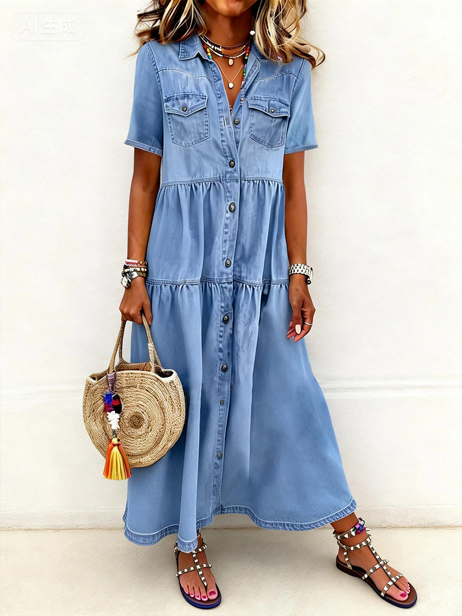 Hanna – vestido camisero largo de denim