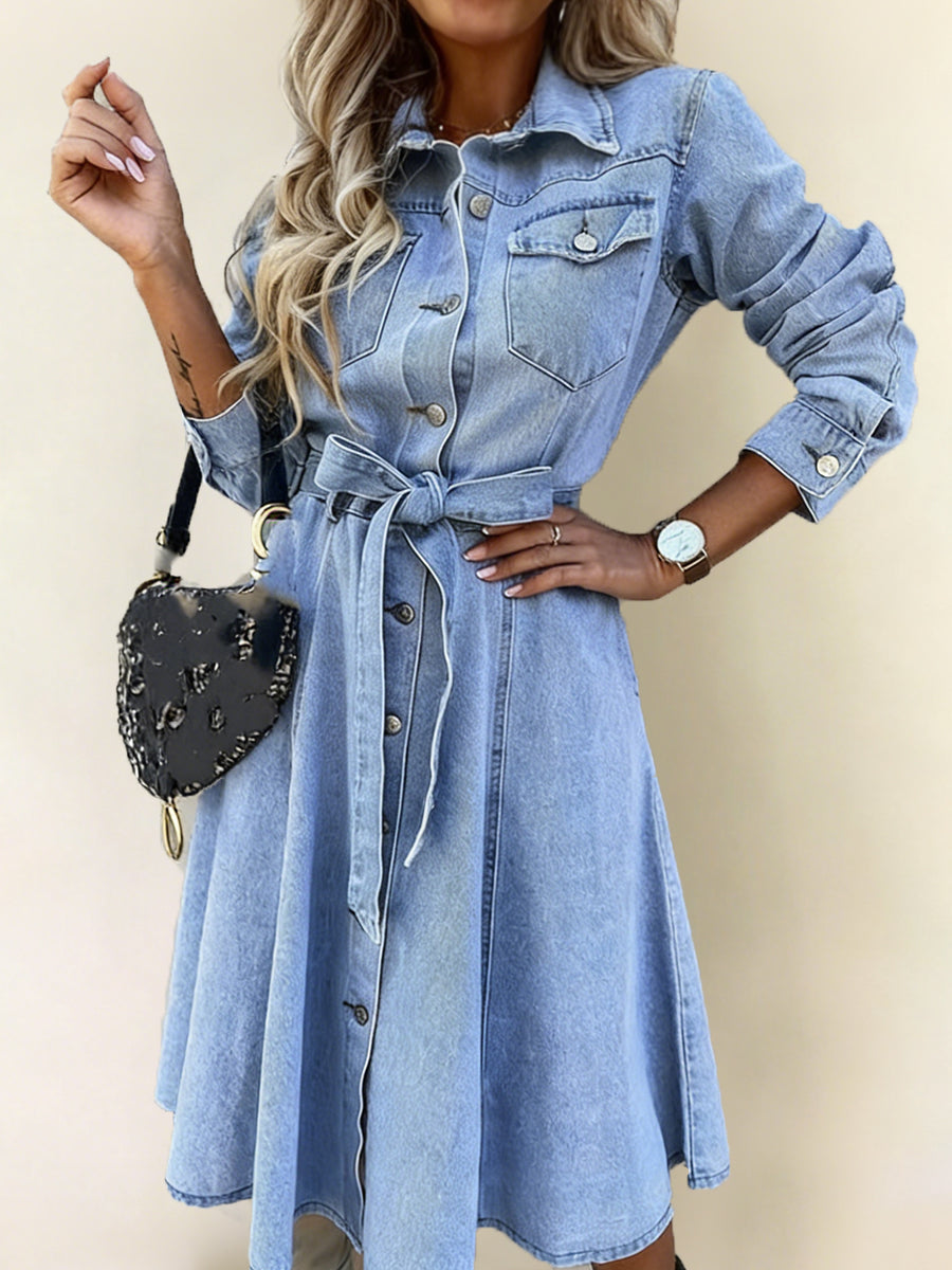 Weronika – vestido de denim de manga larga