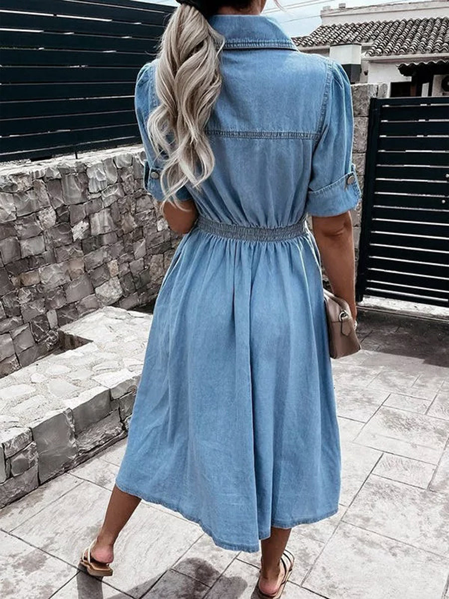 Zofia – vestido vaquero de manga corta