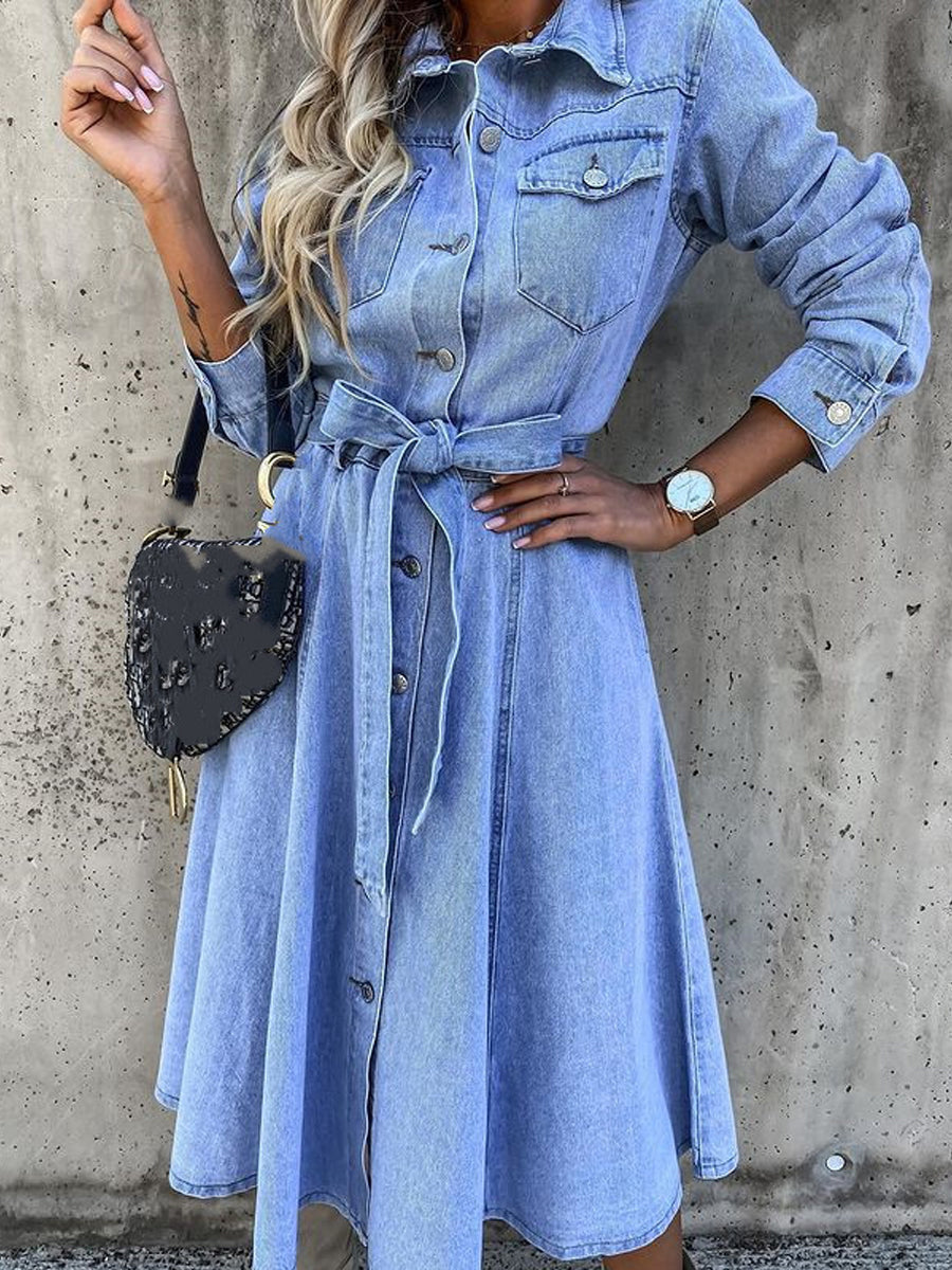 Weronika – vestido de denim de manga larga
