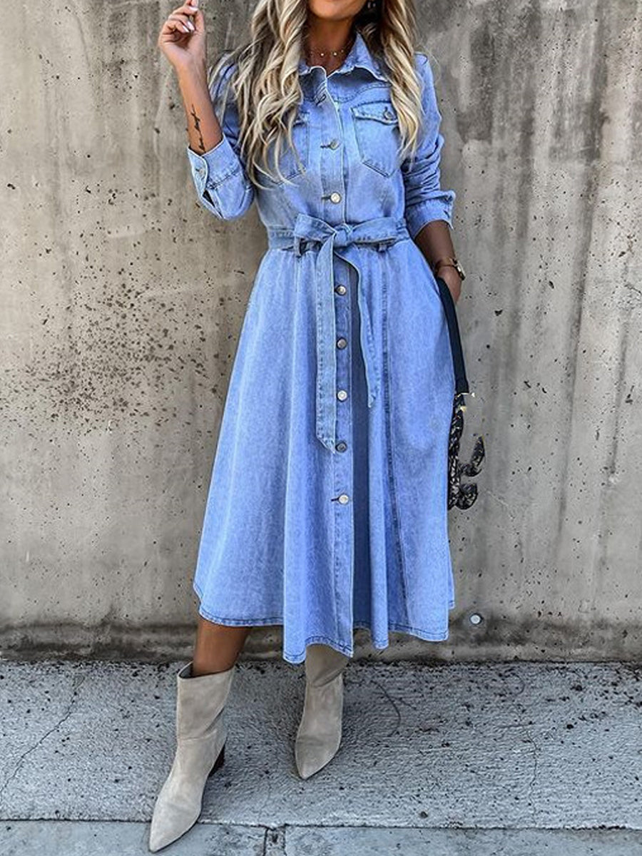 Weronika – vestido de denim de manga larga