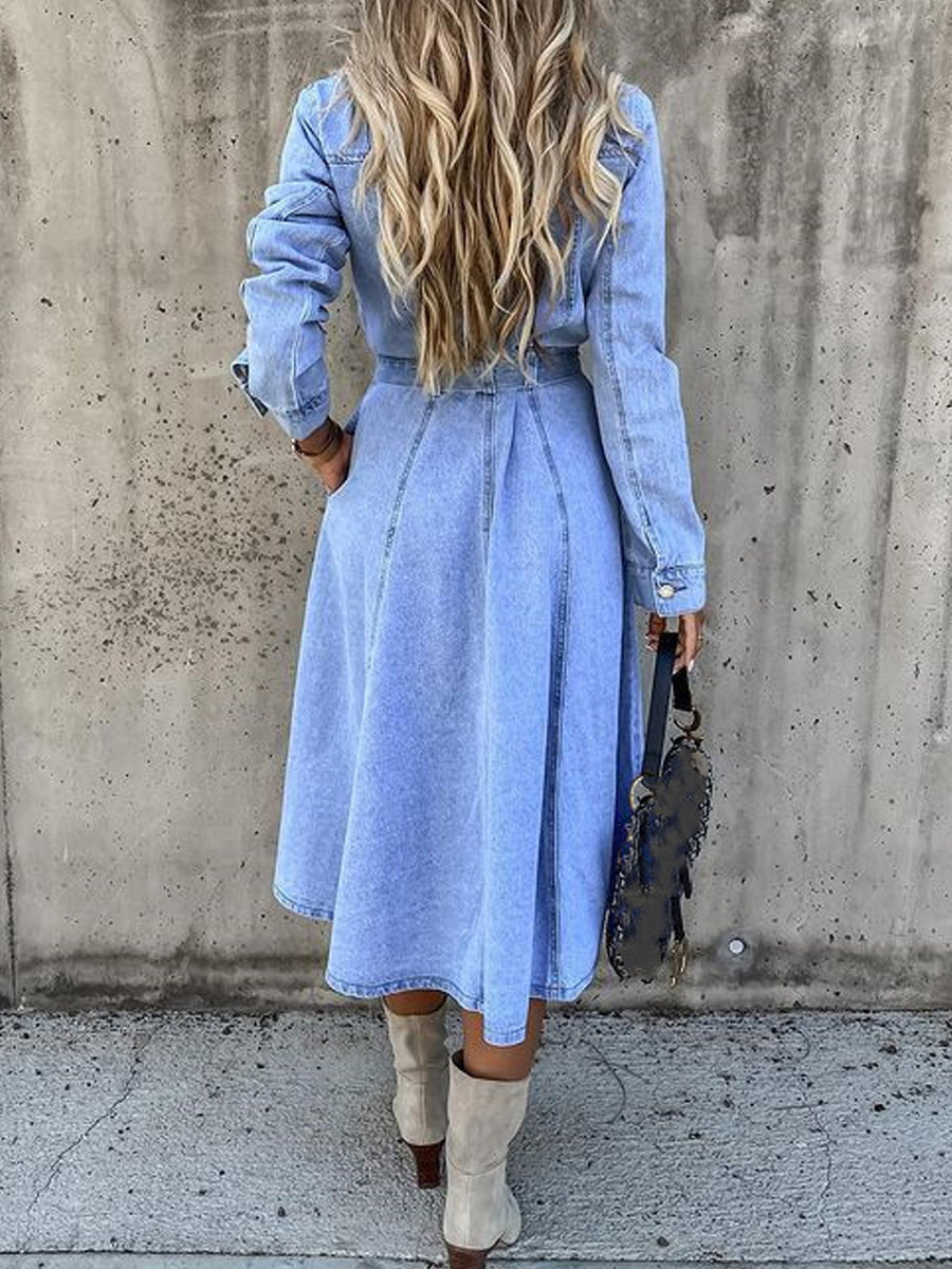 Weronika – vestido de denim de manga larga