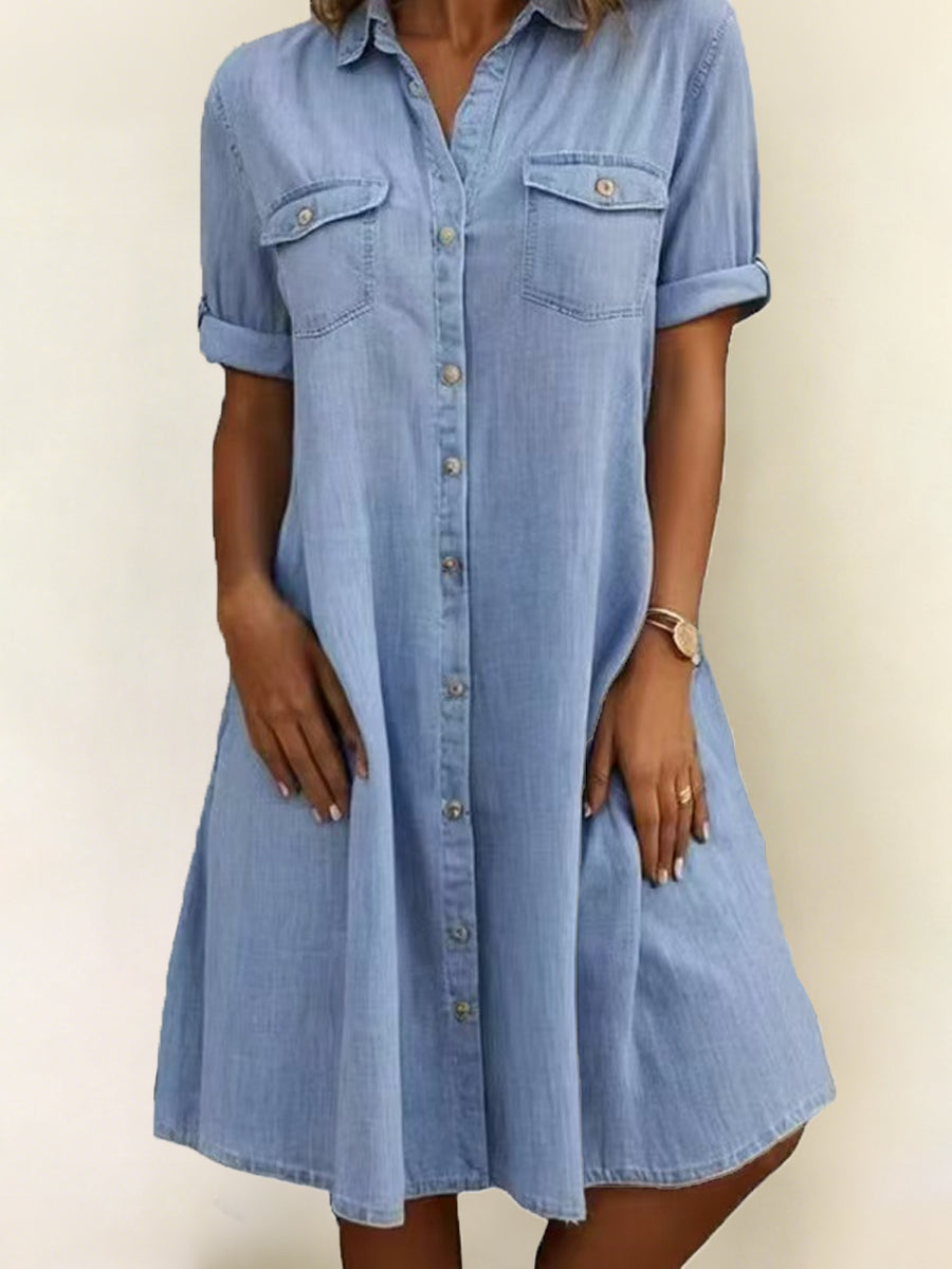 Oliwia – vestido midi de estilo denim casual