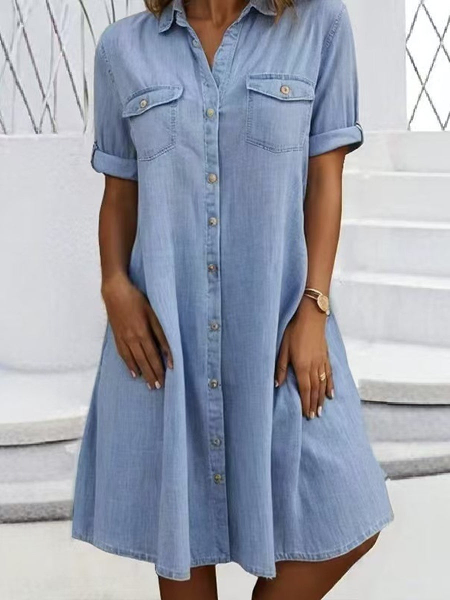 Oliwia – vestido midi de estilo denim casual