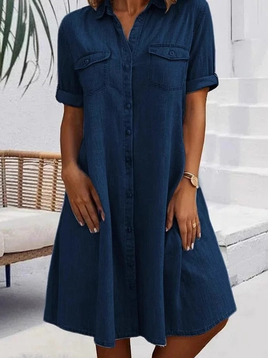 Oliwia – vestido midi de estilo denim casual