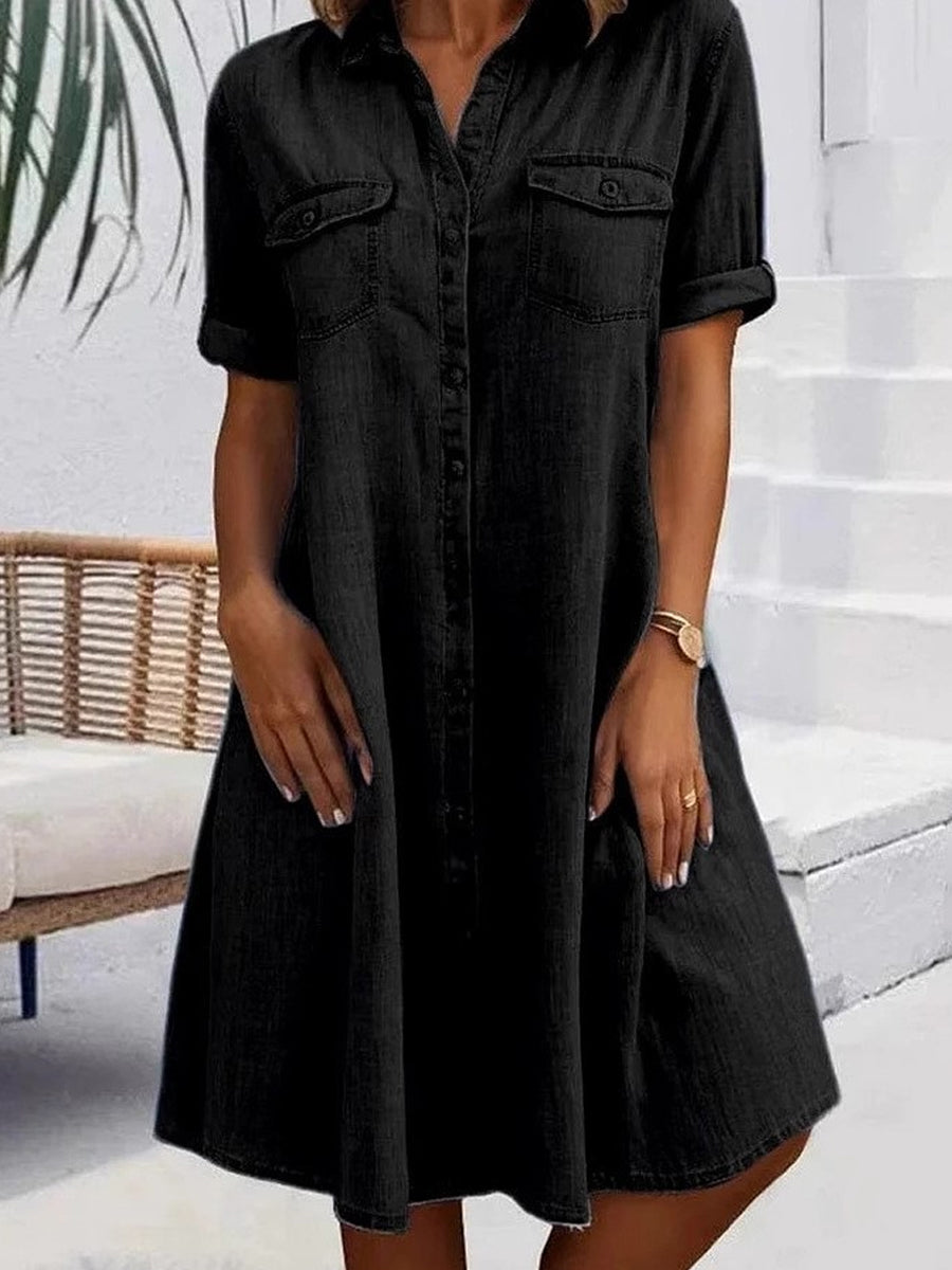 Oliwia – vestido midi de estilo denim casual