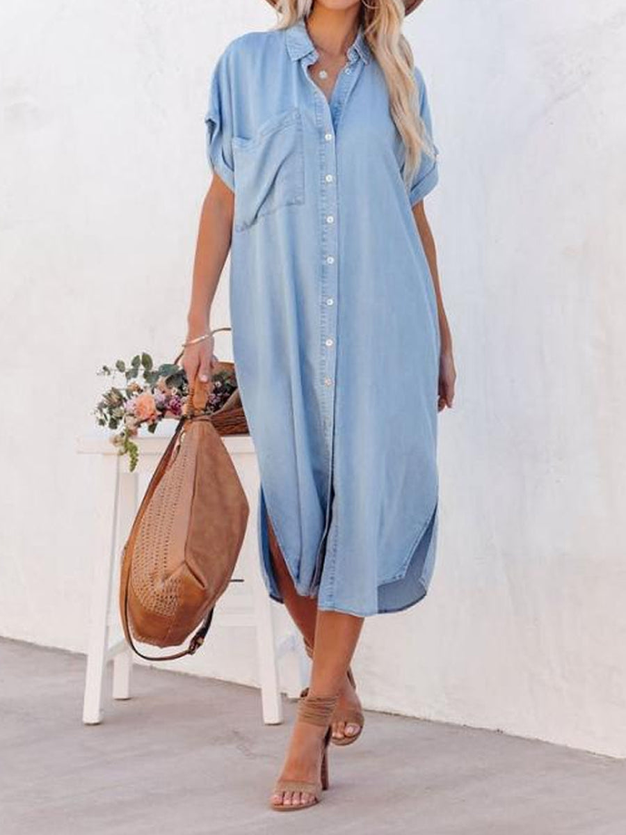 Emilia – vestido camisero elegante de denim
