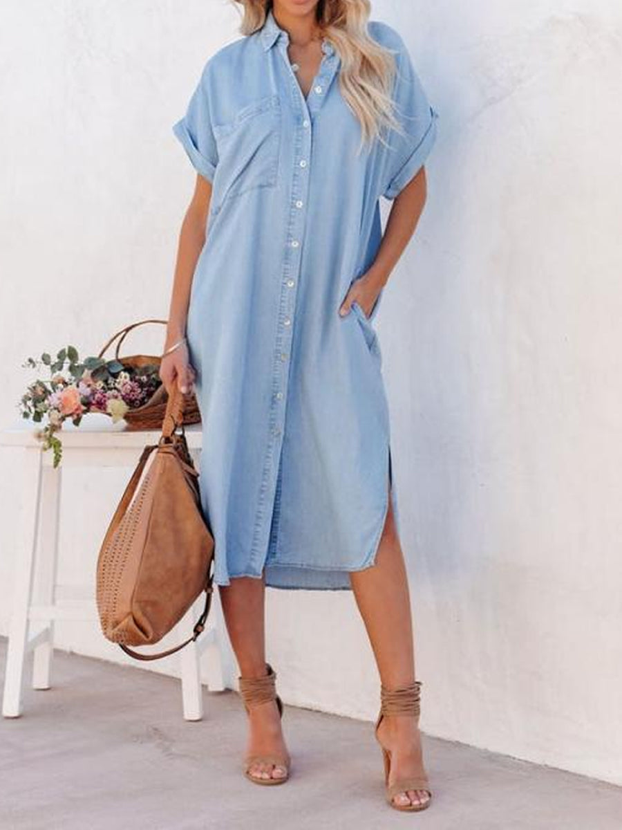 Emilia – vestido camisero elegante de denim