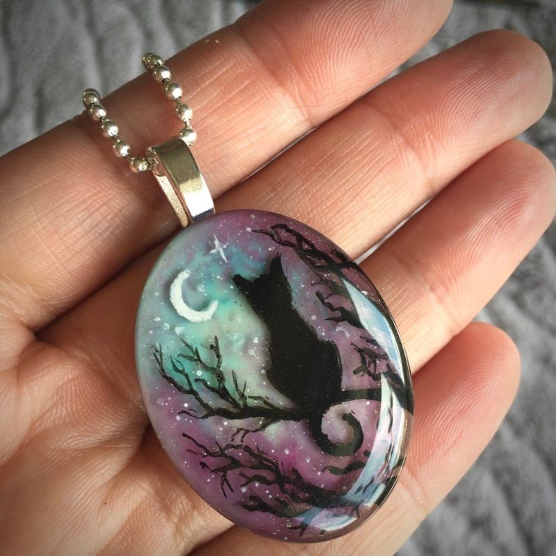 Collar con gato “La noche estrellada”
