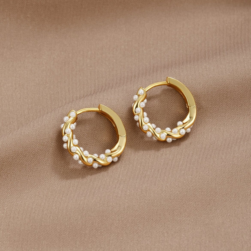 Vale Pendientes de aro con perlas